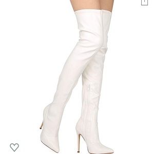 Thigh High White Boots